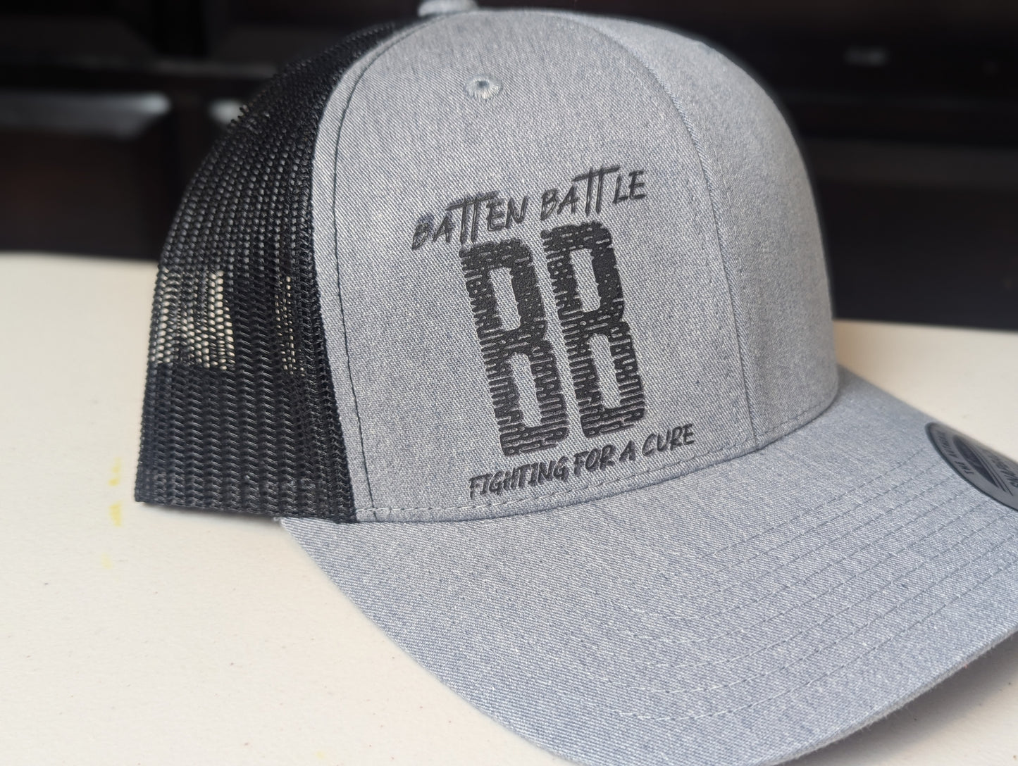 Trucker Hat - Batten Battle Fighting For a Cure - Heather Gray/Black - Batten Battle Apparel