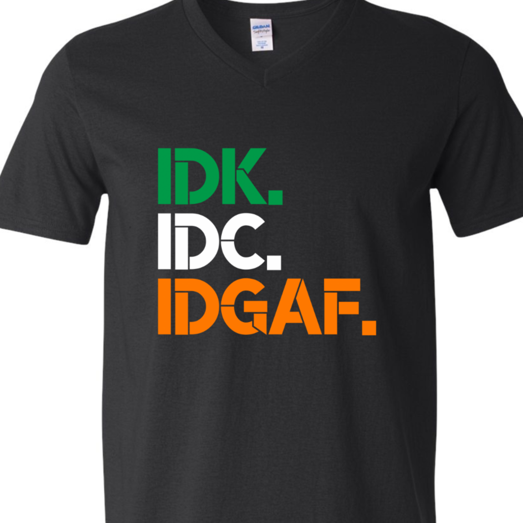 IDGAF - Black V-Neck Unisex T-Shirt - Batten Battle Apparel