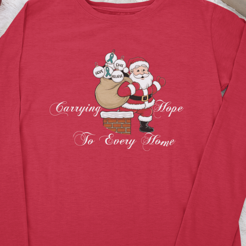 Santa Carrying Hope - Red Long Sleeve T-Shirt - Batten Battle Apparel