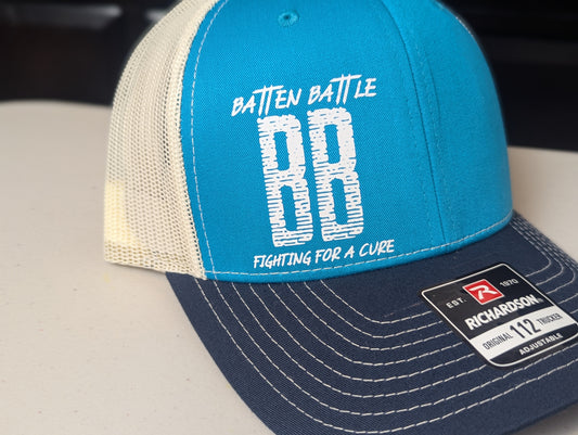 Trucker Hat - Batten Battle Fighting For a Cure - Blue Teal/Birch/Navy