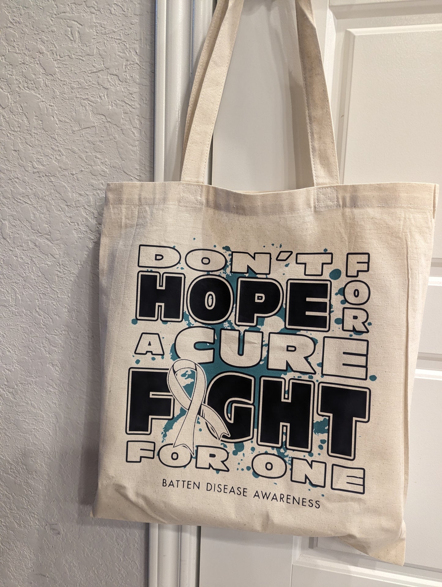 Tote Bag Batten Disease Awareness - 100% Cotton Canvas Natural Color - Batten Battle Apparel