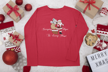 Santa Carrying Hope - Red Long Sleeve T-Shirt