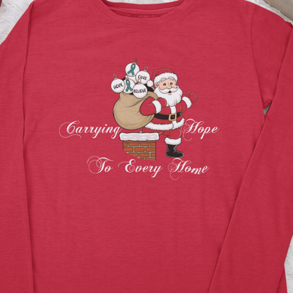 Santa Carrying Hope - Red Long Sleeve T-Shirt